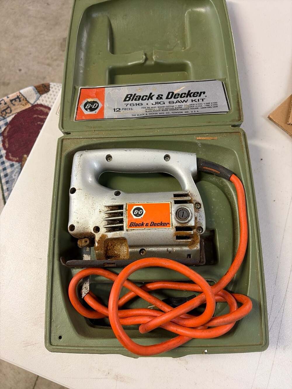 Vintage Black & Decker 7516 Jigsaw 2 Speed Model 7516 Kit w/ original Box/pouch